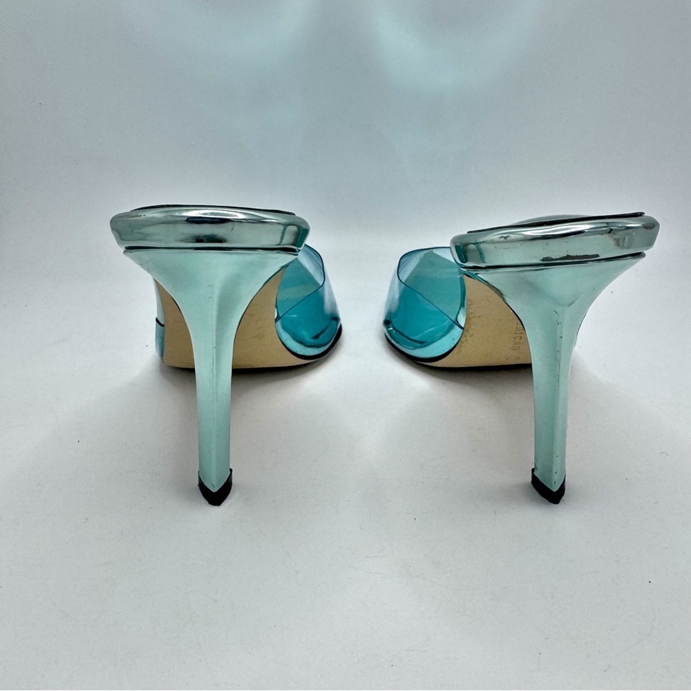 Good American Blue Pointed Toe Pumps Mules High Heels PVC Women Size 7.5 - Picture 4 of 9